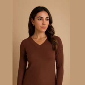 Blusa Feminina Gola V Flanelada - Imagem 1